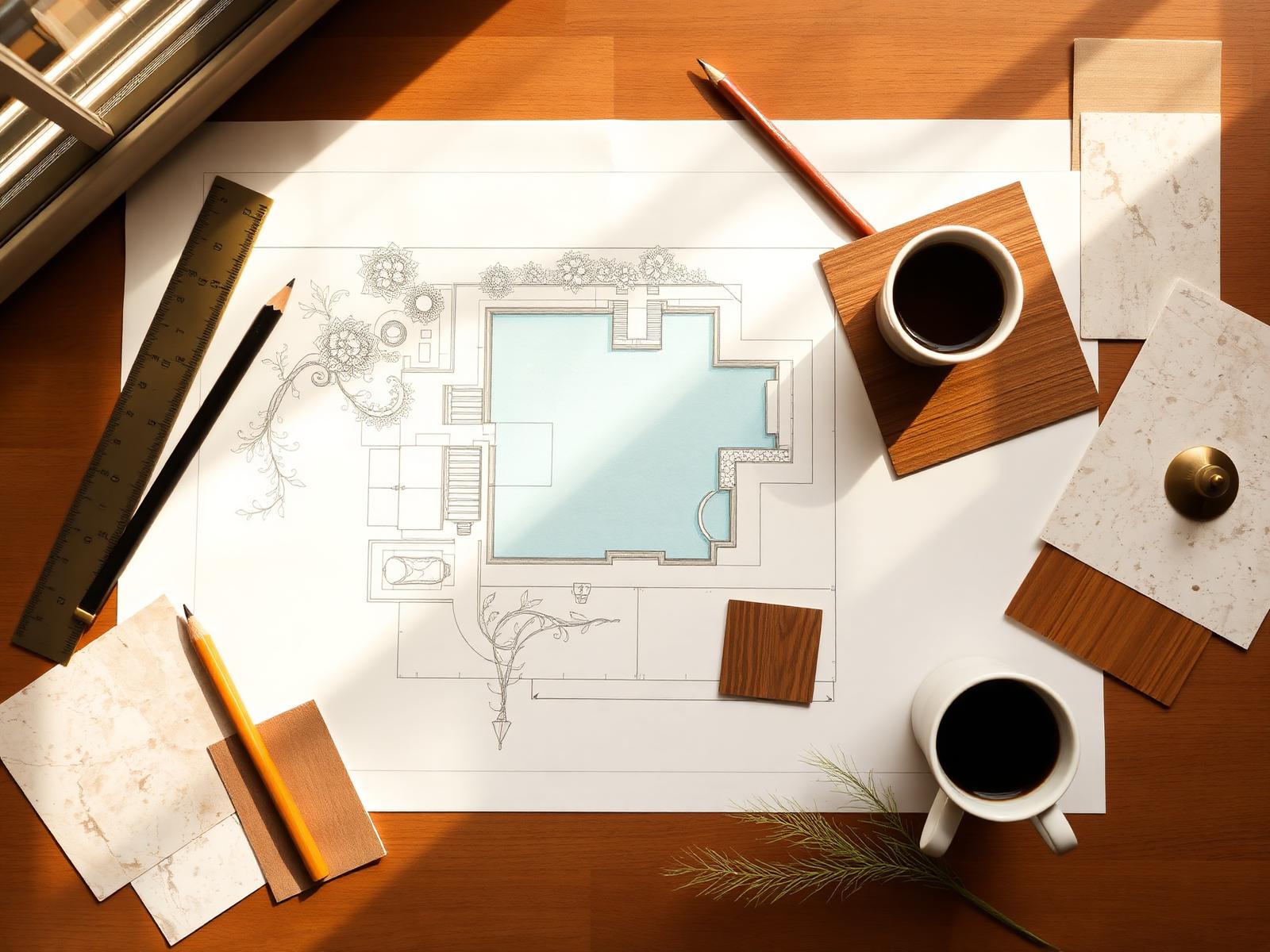 Hand-drawn site plans.